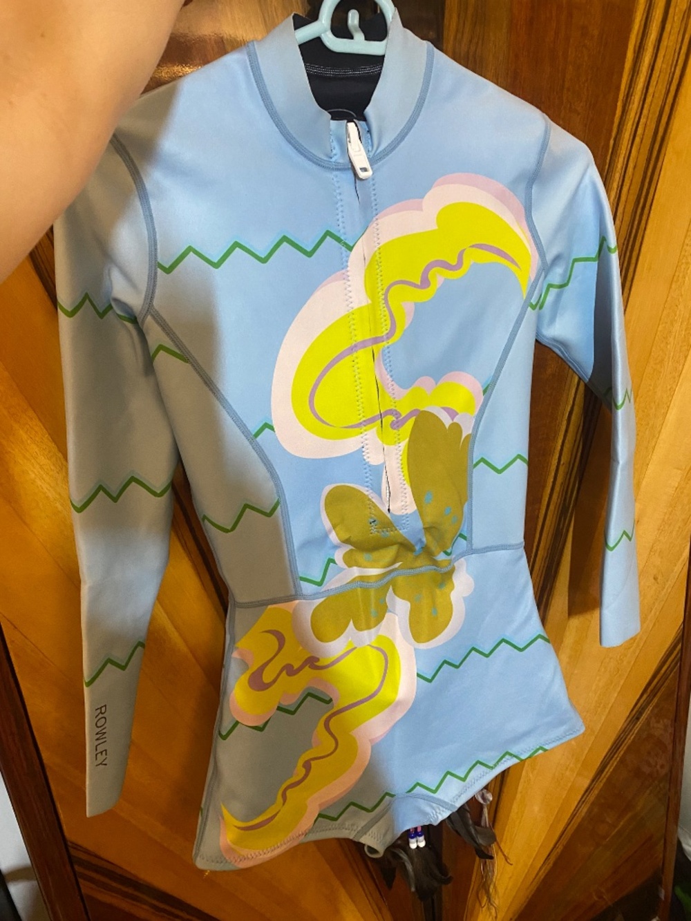 Cynthia Rowley Light Blue Long-Sleeve Floral Surf Suit with Lime & Pink Accents - Picture 4 of 11
